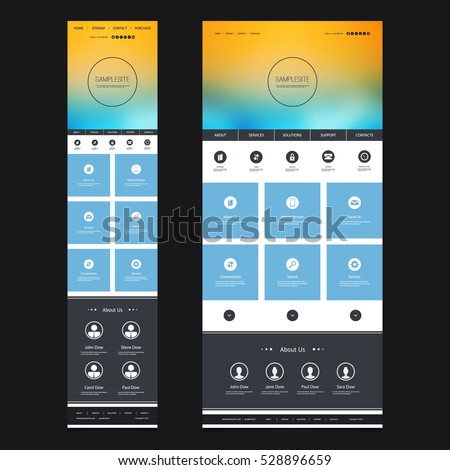 Responsive One Page Website Template with Blurred Background - Desktop and Mobile Version