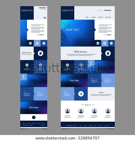 Responsive One Page Website Template with Blurred Background - Desktop and Mobile Version