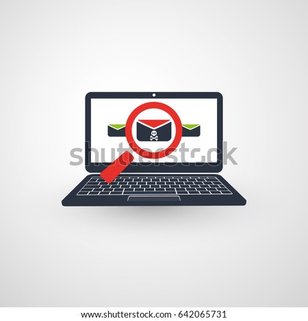 Security Audit, Virus Scanning, Cleaning, Eliminating Malware, Ransomware, Fraud, Spam, Phishing, Email Scam, Hacker Attack Effects and Damage - IT Security Concept Design, Vector illustration