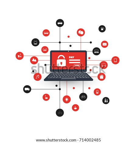 Network Vulnerability - Virus, Malware, Ransomware, Fraud, Spam, Phishing, Email Scam, Hacker Attack - IT Security Concept Design, Vector illustration