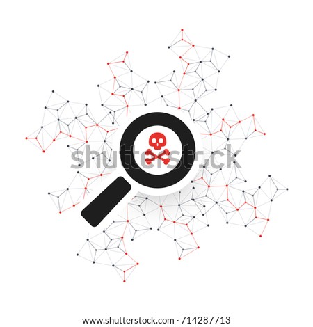 Security Audit, Virus Scanning, Cleaning, Eliminating Malware, Ransomware, Fraud, Spam, Phishing, Email Scam, Hacker Attack Effects and Damage - IT Security Concept Design, Vector illustration