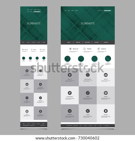Responsive One Page Website Template - Header Design with Abstract Background - Desktop and Mobile Version