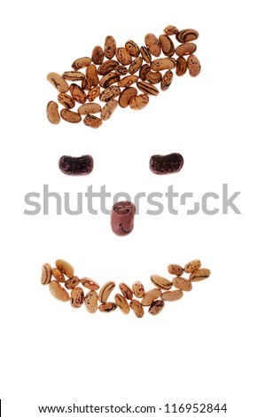 Arranged beans as a smiley face