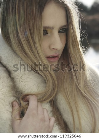 pretty girl with fur jacket