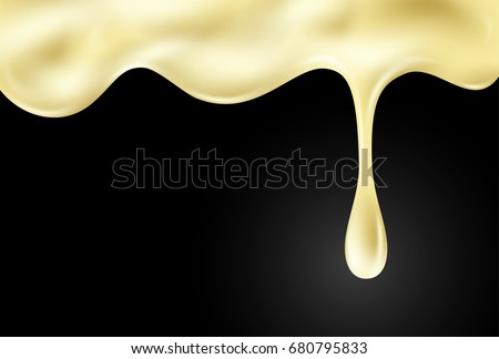 Wave of custard on black background. Vector design