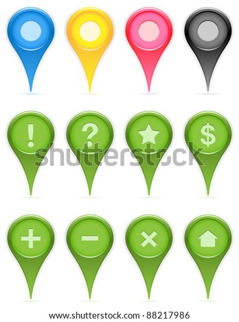 Set of Vector Map Pins Pointer Icons