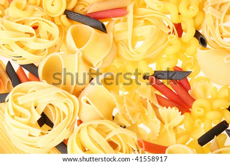 Back projected (lighted) macaroni (pasta)