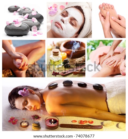 Collection of spa treatments and massages.