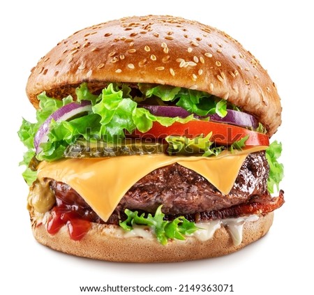 Similar – Image, Stock Photo Hamburger with ketchup and herbs