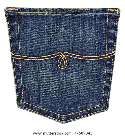 Blue Jeans Pocket Isolated On White . Stock Photo 77689345 : Shutterstock