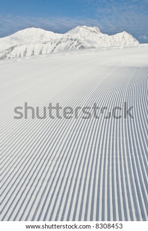 Similar – Image, Stock Photo Piste marking in fresh snow on freshly prepared piste