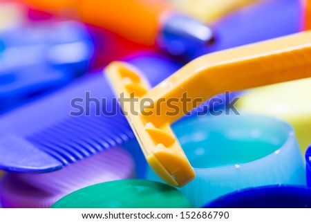 mixed colorful plastic objects