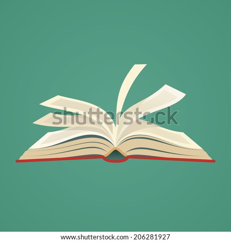 red covered opened book with pages fluttering 