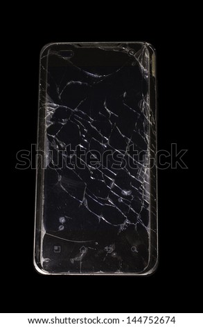 smart phone with multiple cracks in the screen