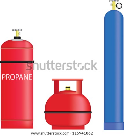 Cylinders with compressed gas, vector