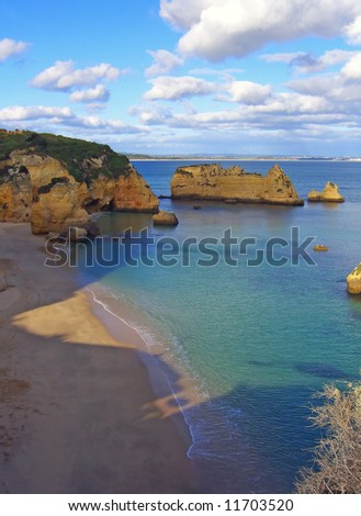 Dª Ana beach near Lagos (Portugal) is a well know vacation place known for it's rocky formations.
