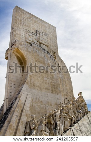 View of the historical Monument to the Discoveries, located in Lisbon, Portugal.