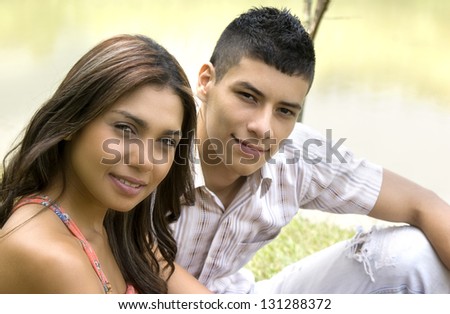 happy couple outside