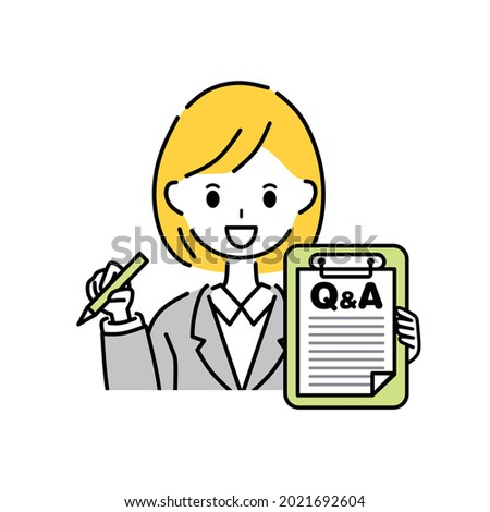 Questionnaire and business woman illustrations.