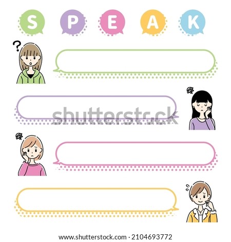 A set of female and speech bubbles.