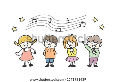 Illustration of children singing a song.