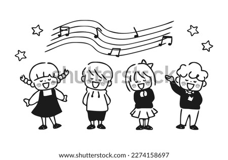 Illustration of children singing a song.