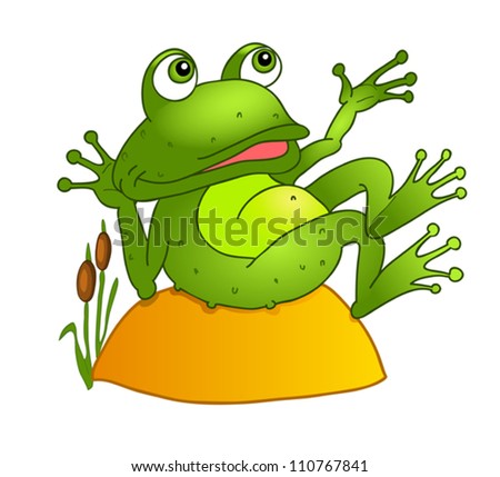 Cartoon Frog Lying On A Rock Stock Vector Illustration 110767841 ...