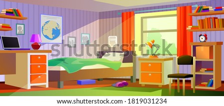 Сartoon interior room teenager. Vector illustration.