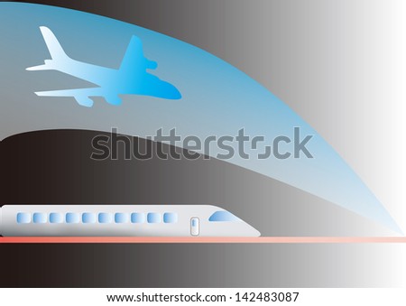 the view of the train and plane