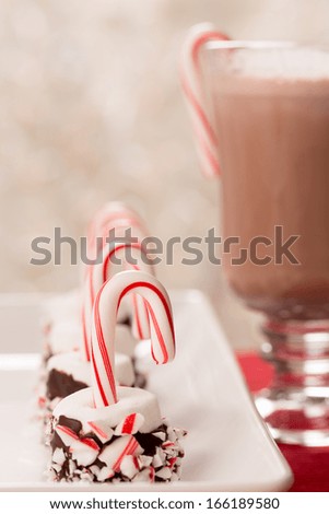 Marshmallows with candy canes and hot chocolate for Christmas food gifts