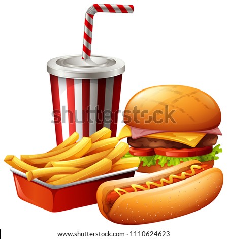 Meal of fast food illustration