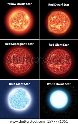 Diagram showing different stars in galaxy illustration