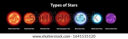 Diagram showing different types of stars illustration