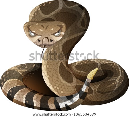 Western Diamondback Rattlesnake in cartoon style on white background illustration