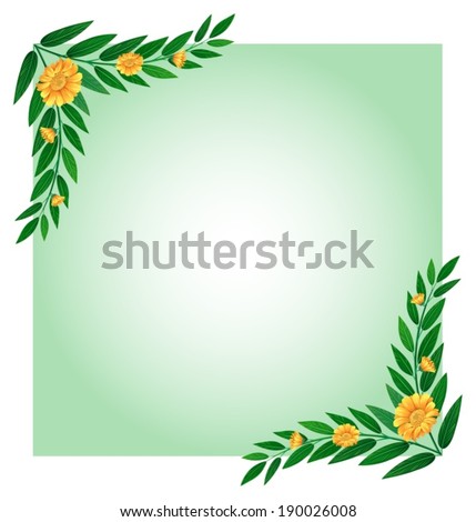 Illustration Of A Blank Template With A Border Made Of Flowers On A ...