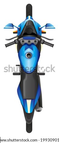 Illustration of a top view of a blue scooter on a white background