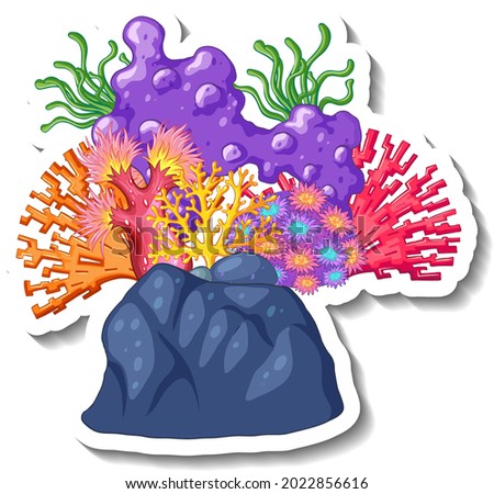 A sticker template with Coral sea element isolated illustration
