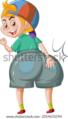 A boy with big bum cartoon character sticker illustration