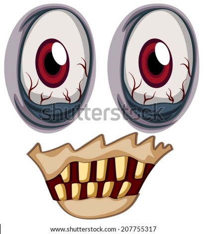 Illustration of the eyes of a zombie on a white background