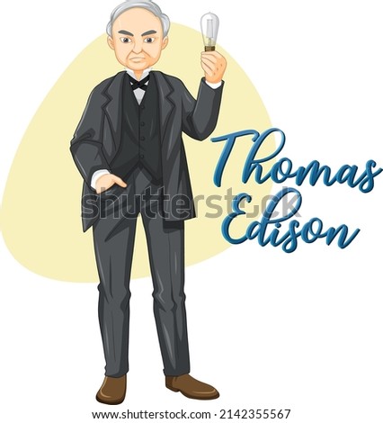 Thomas Edison cartoon character illustration