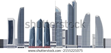 Set of high rise building in Gold Coast Queensland Australia illustration