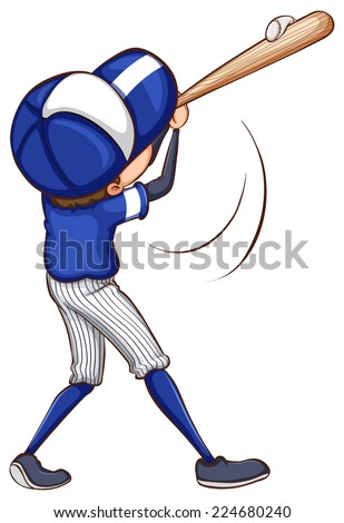 Illustration of a simple drawing of a baseball player on a white background