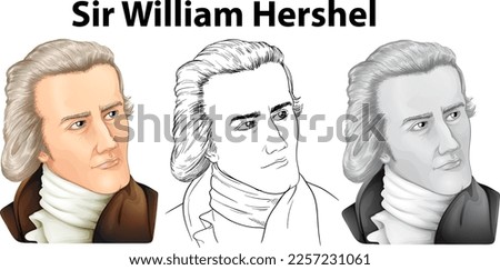 Sir William Herschel portrait vector illustration