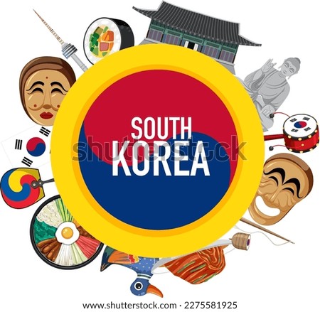 South Korea element nation tradition symbol illustration