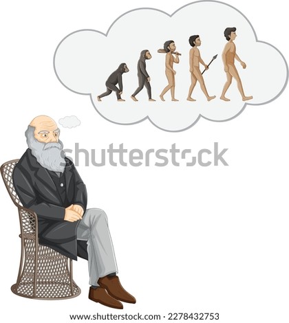 Charles Darwin and evolutionary biology theory illustration