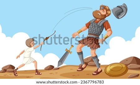 David's victory over Goliath using a stone from his sling