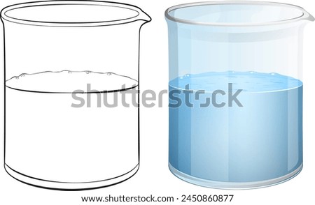 Vector illustration of a full glass beaker