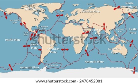 Illustration of Earth's major tectonic plates