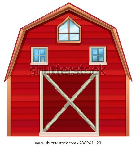 Red Wooden Barn On A White Background Stock Vector Illustration ...