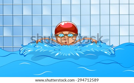 Swimmer swimming in the swimming pool